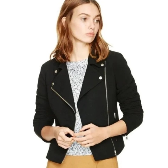 Aritzia Wilfred Montesson Motorcycle Zip Up Jacket Size 10 Black - Picture 2 of 11